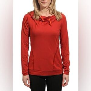 Arc'teryx Corbela Hoodie- Red Lightweight Hooded Athletic Long Sleeve Top